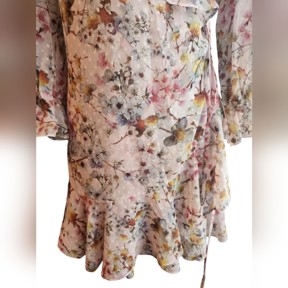 Ted Baker London Pink Jasmine Floral Printed Wrap Dress Size 3 (6-8) - Picture 3 of 7